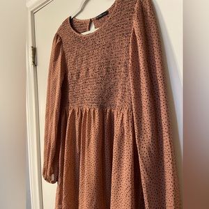 Brown & Black Printed Long Sleeve Dress